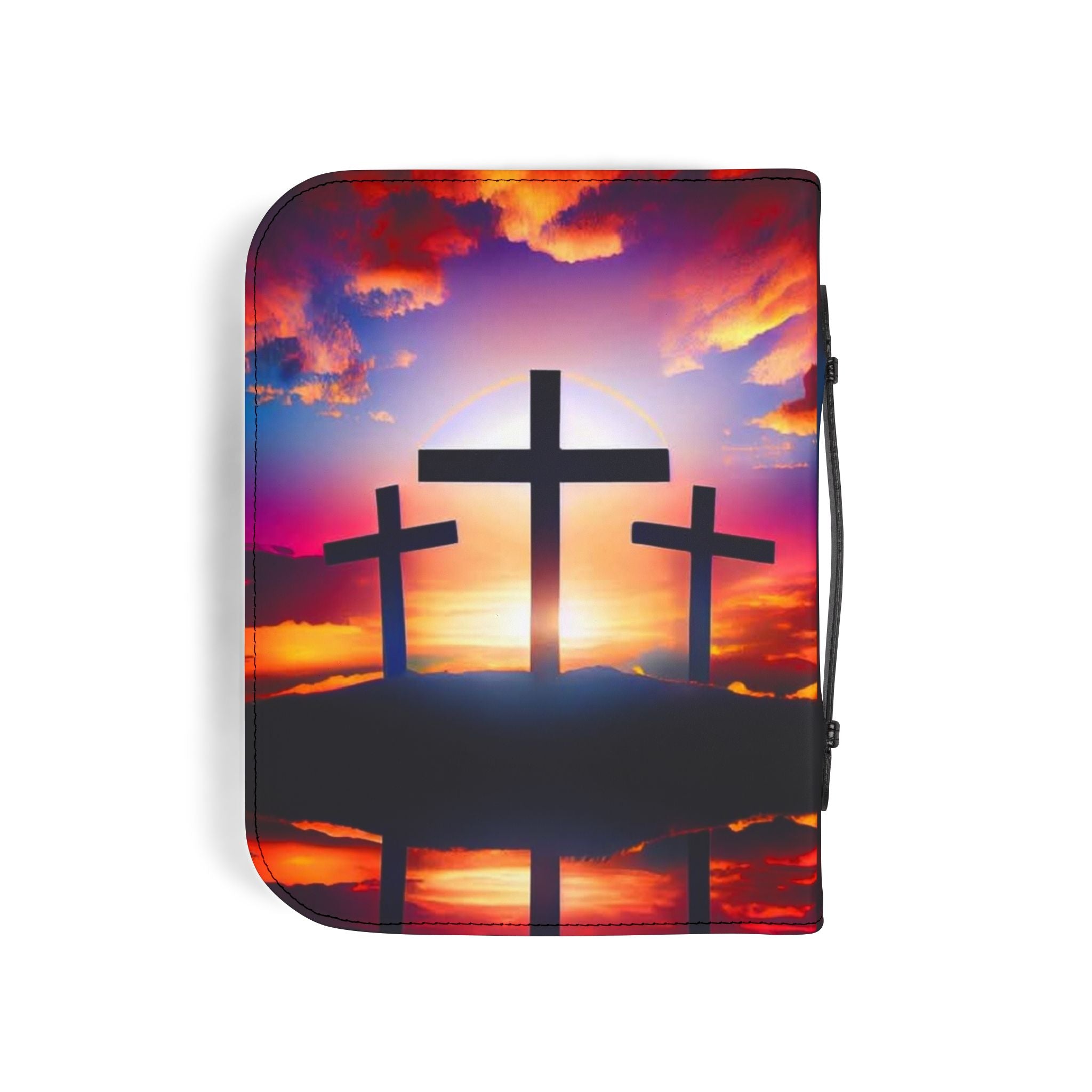 Sunset Cross Bible Cover | Christian Gifts | Church Accessories | Religious Journal Case | Faith-Based Devotional Holder