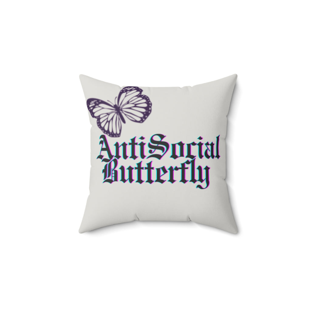 AntiSocial Butterfly Pillow, Home Decor, Living Room Accent, Square Cushion, Unique Gift, Spun Polyester Throw Pillow