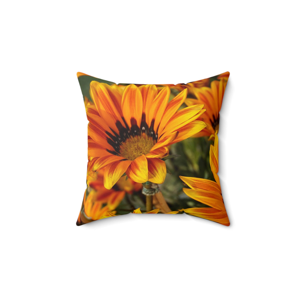 Yellow Flower Square Pillow, Sunflower Home Decor, Floral Accent Cushion, Spring Decorative Throw Pillow, Garden Theme Couch Cushion