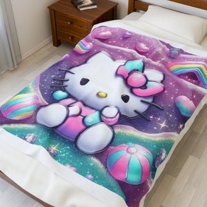Hello Kitty Plush Blanket - Soft, Cozy, Warm Throw for Kids, Nursery Decor, Birthday Gift, Valentine's Day Comfort, Cute Room Accent
