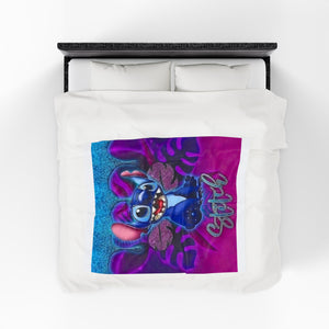 Stitch-Inspired Velveteen Plush Blanket - Cozy Home Decor, Perfect Gift for Kids & Fans, Ideal for Birthdays & Holidays, Snuggle Blanket