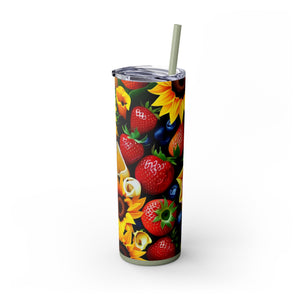 Insulated Tumbler, Strawberry Bloom Skinny Tumbler, Vacation Tumbler, Wedding Bridal Shower Favor, 20oz Tumbler with Straw, Mom Gift