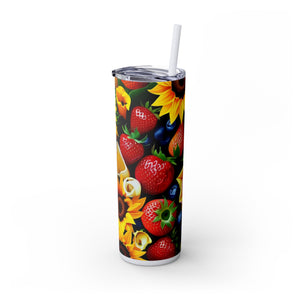 Insulated Tumbler, Strawberry Bloom Skinny Tumbler, Vacation Tumbler, Wedding Bridal Shower Favor, 20oz Tumbler with Straw, Mom Gift