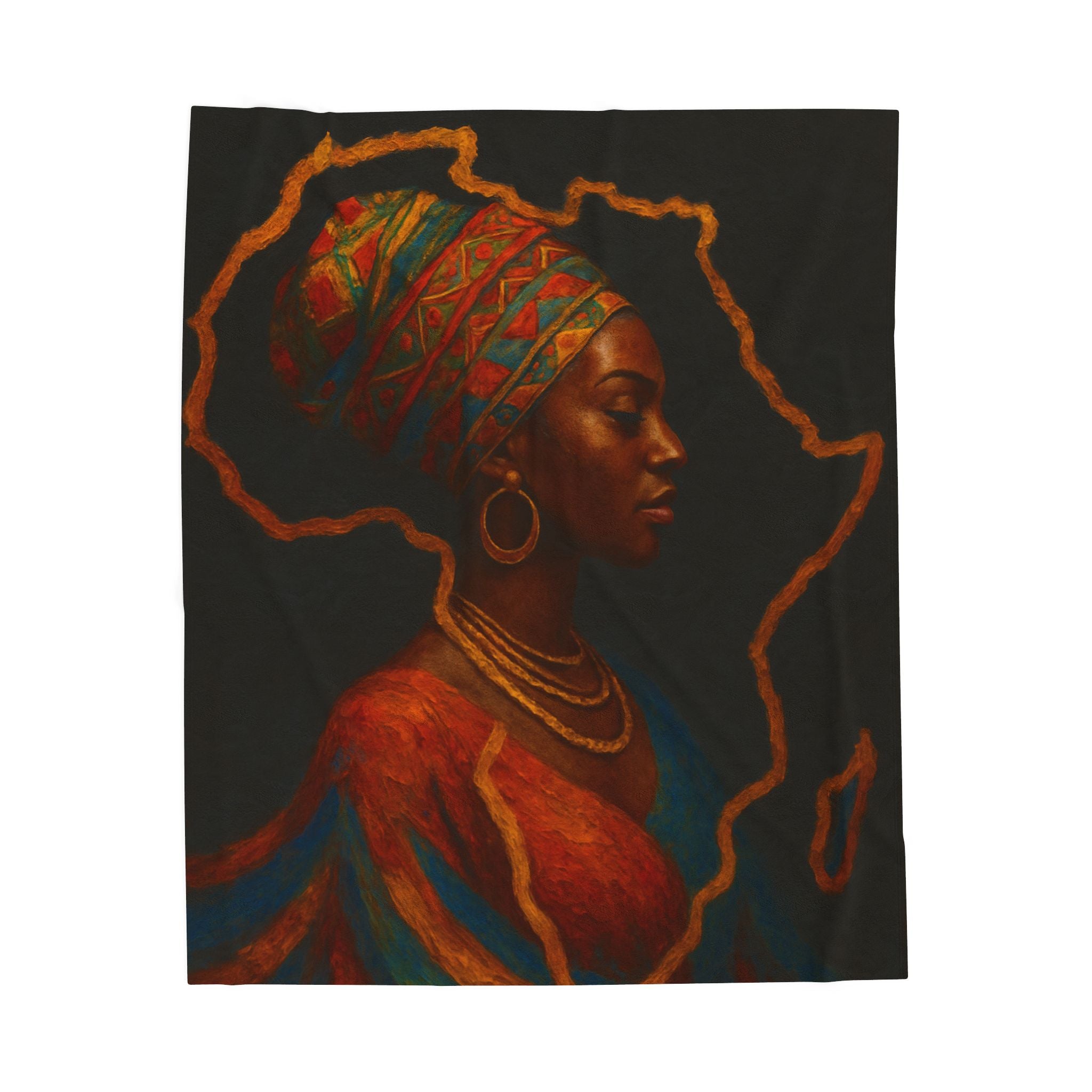 African Plush Blanket, Custom Velveteen Throw, Fleece Wrap, Ethnic Soft Cover, Comfy Bedding Decor