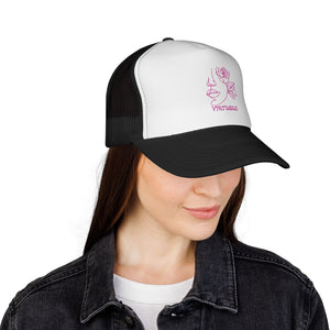 Virtuous Trucker Cap, Floral Graphic Hat, Trendy Casual Headwear, Gift for Her, Summer Fashion Accessory