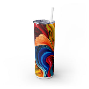 Vibrant WaterColor Skinny Tumbler, Summer Drinkware, Spring Break Cup, Weekend Getaway Mug, Girls Trip Gift, Bridal Shower Present, Birthday