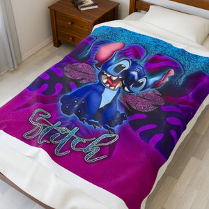 Stitch-Inspired Velveteen Plush Blanket - Cozy Home Decor, Perfect Gift for Kids & Fans, Ideal for Birthdays & Holidays, Snuggle Blanket