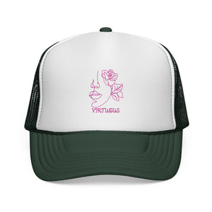 Virtuous Trucker Cap, Floral Graphic Hat, Trendy Casual Headwear, Gift for Her, Summer Fashion Accessory