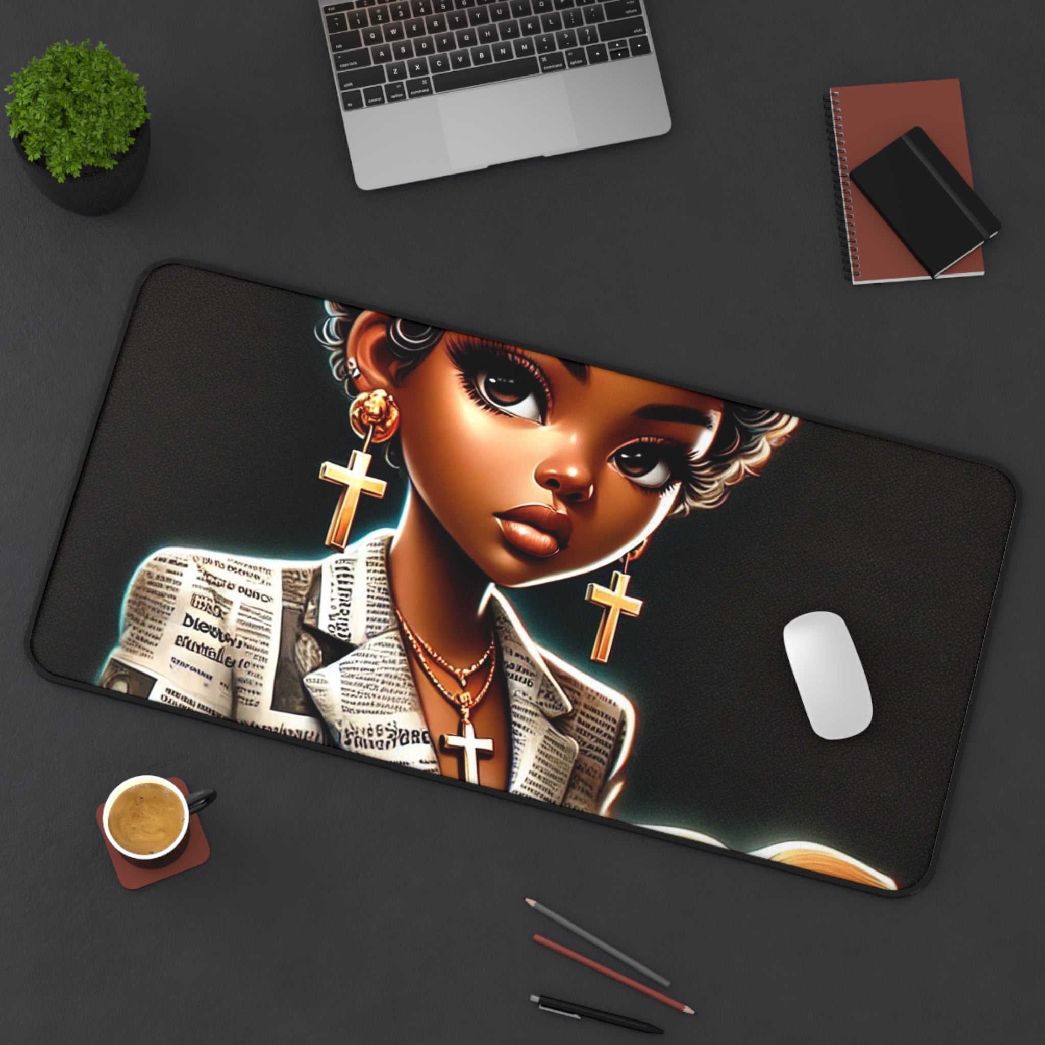 Inspirational Desk Mat Mousepad Decor Office Supply Desktop Design Gift African-American Graphic Design Gift idea Desk Mat padding