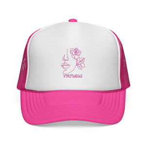 Virtuous Trucker Cap, Floral Graphic Hat, Trendy Casual Headwear, Gift for Her, Summer Fashion Accessory