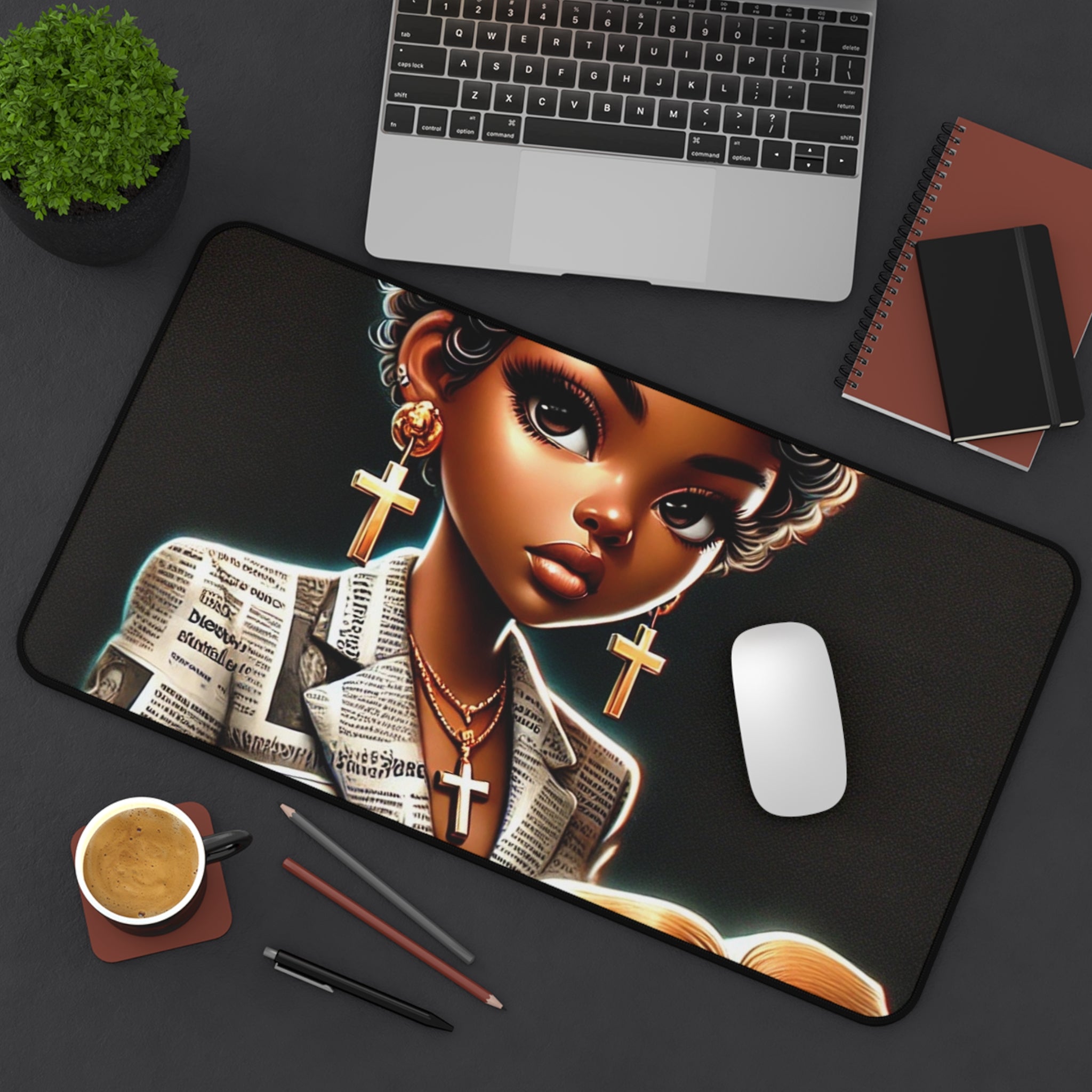 Inspirational Desk Mat Mousepad Decor Office Supply Desktop Design Gift African-American Graphic Design Gift idea Desk Mat padding