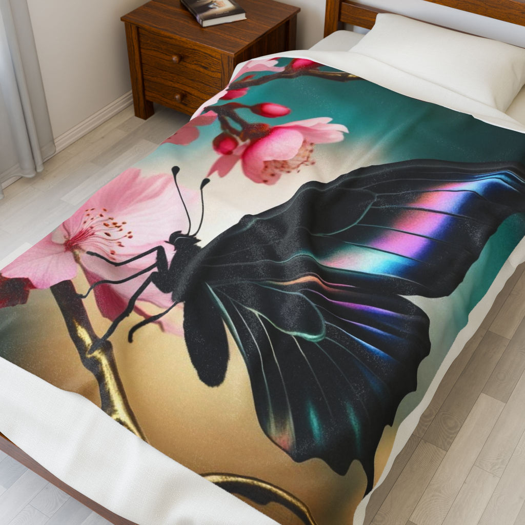 Butterfly Personal Blanket, Plush Butterfly Throw, Butterfly Theme Decor, Insect Fleece Blanket,  Gift for her, keepsakes for her