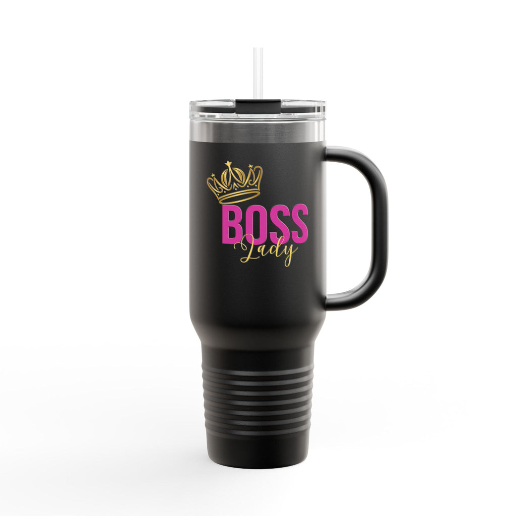 BOSS LADY Insulated Mug, 40oz, Travel Tumbler, Gift for Her, Stainless Steel Cup, Hot/Cold Beverage Container