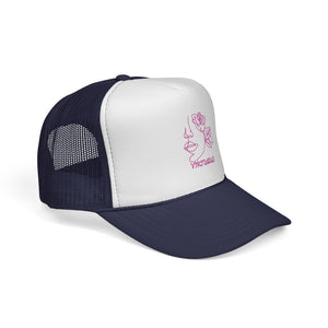 Virtuous Trucker Cap, Floral Graphic Hat, Trendy Casual Headwear, Gift for Her, Summer Fashion Accessory