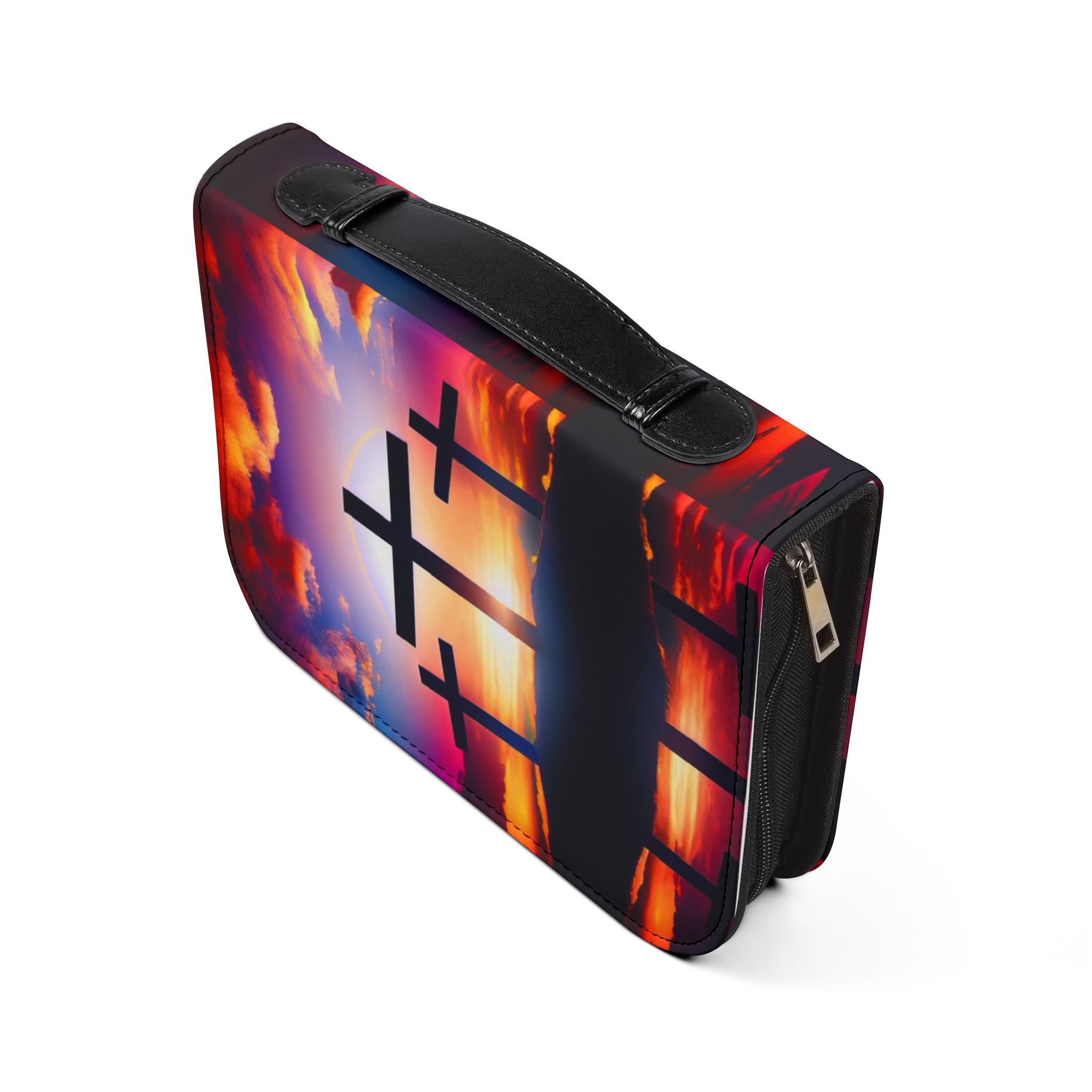 Sunset Cross Bible Cover | Christian Gifts | Church Accessories | Religious Journal Case | Faith-Based Devotional Holder