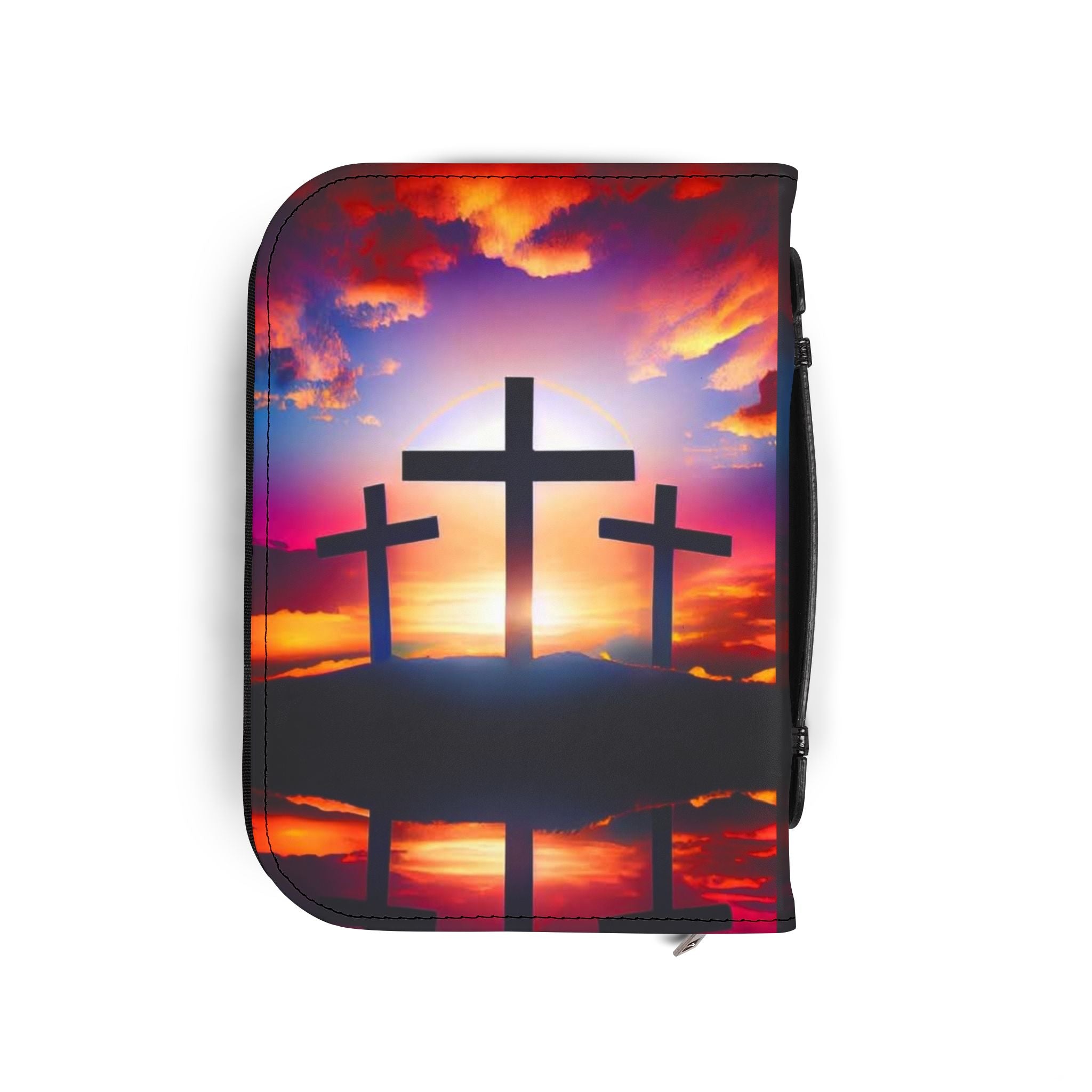 Sunset Cross Bible Cover | Christian Gifts | Church Accessories | Religious Journal Case | Faith-Based Devotional Holder