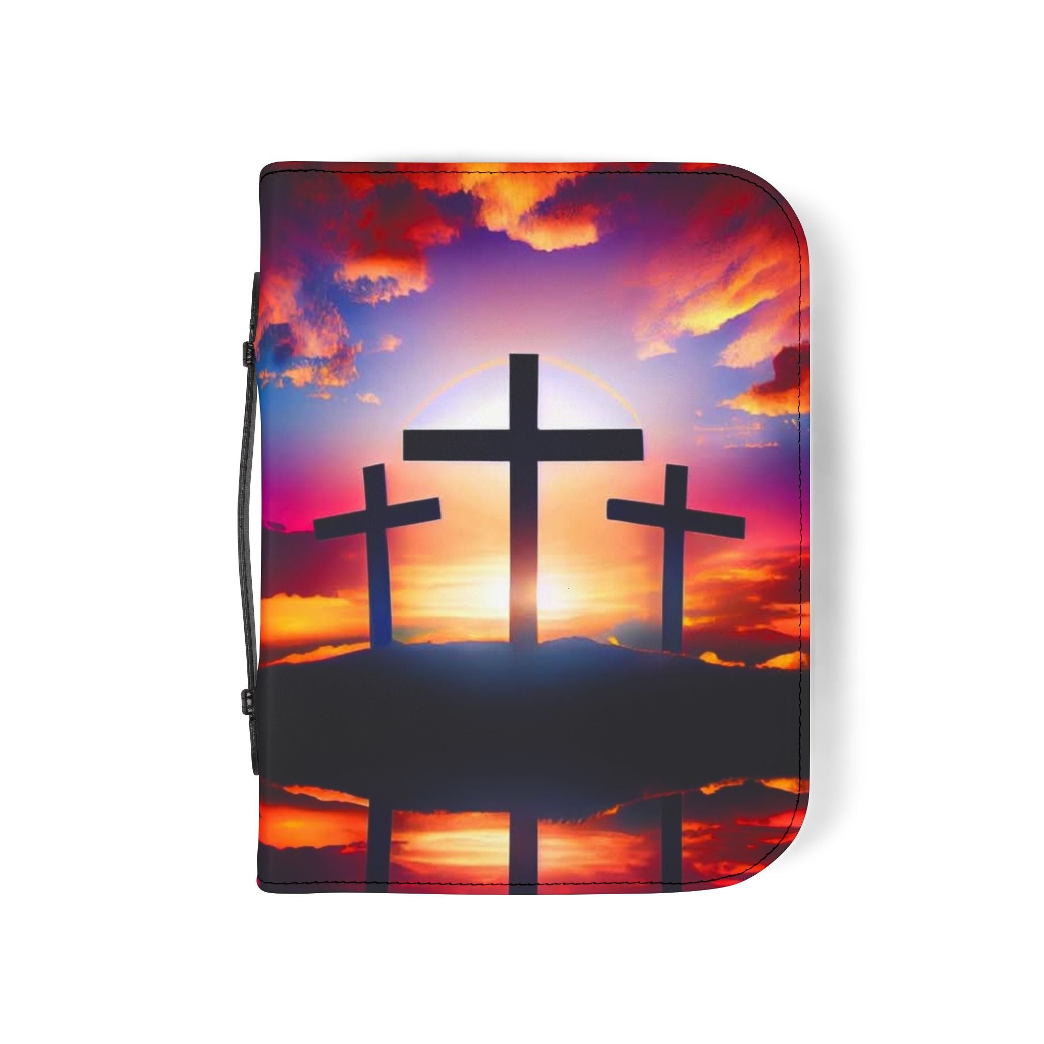 Sunset Cross Bible Cover | Christian Gifts | Church Accessories | Religious Journal Case | Faith-Based Devotional Holder