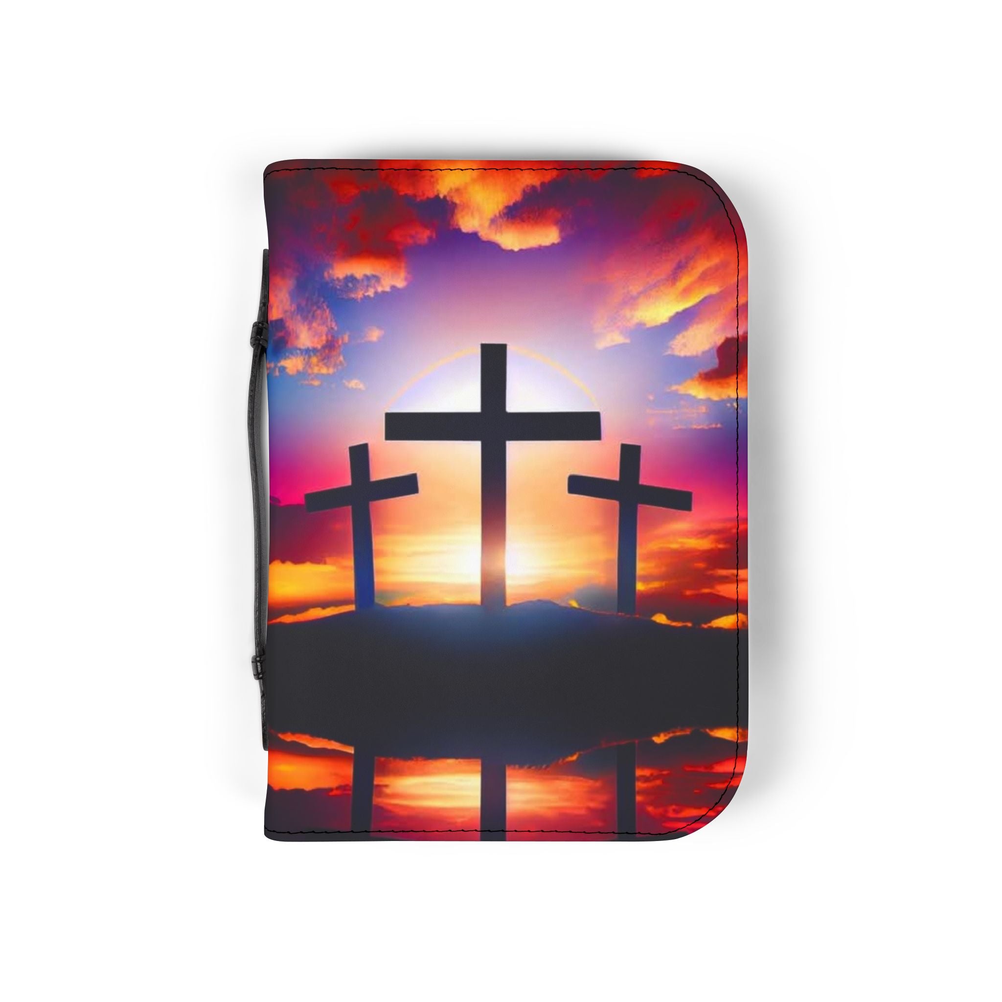 Sunset Cross Bible Cover | Christian Gifts | Church Accessories | Religious Journal Case | Faith-Based Devotional Holder
