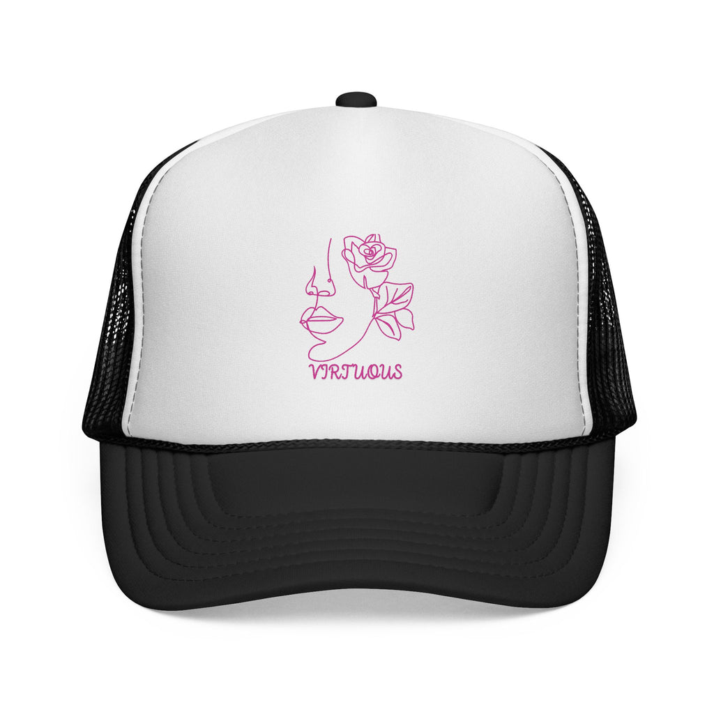 Virtuous Trucker Cap, Floral Graphic Hat, Trendy Casual Headwear, Gift for Her, Summer Fashion Accessory