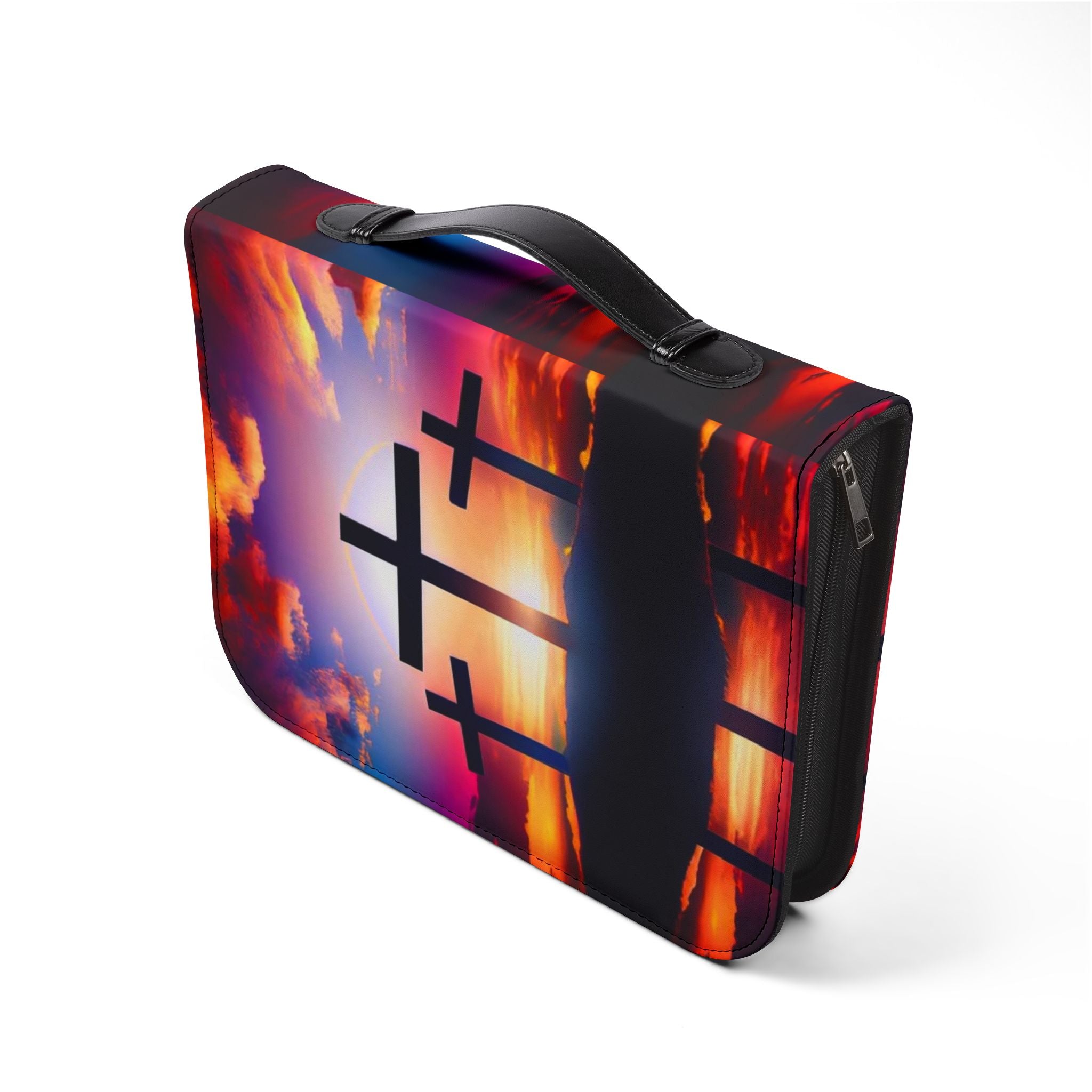 Sunset Cross Bible Cover | Christian Gifts | Church Accessories | Religious Journal Case | Faith-Based Devotional Holder