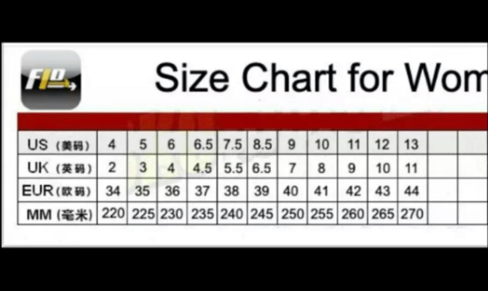 Shoe size charts